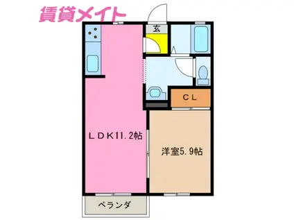 ルーブル(1LDK/1階)の間取り写真