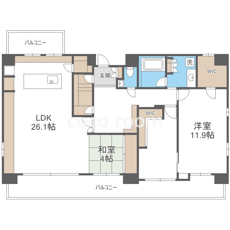 セイワパレス玉造(3LDK/9階)の間取り写真