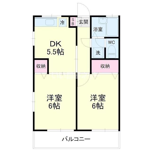 ビバリーハウス早出(2DK/2階)の間取り写真