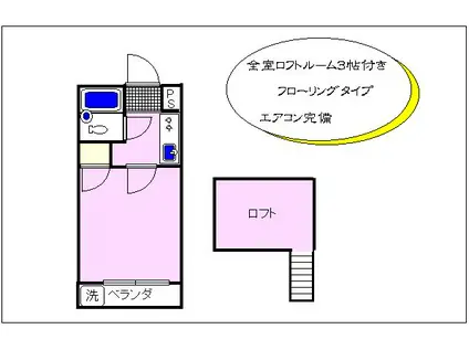 キャッスルピア甲府II(1K/1階)の間取り写真