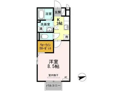 コージーコート(1K/1階)の間取り写真