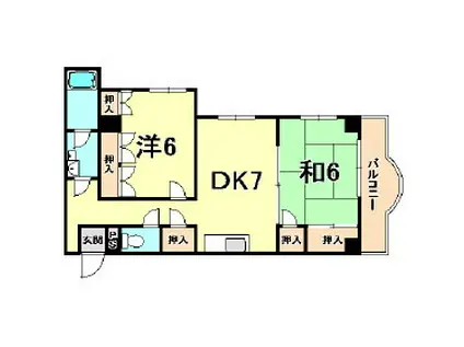 メゾン・ド・ノン(2DK/2階)の間取り写真