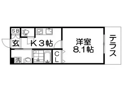 CREA甲斐田東町(1K/1階)の間取り写真