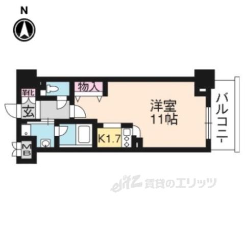 レジディア御所東(1K/5階)の間取り写真