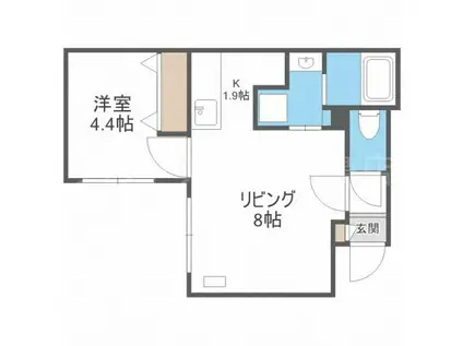 グランミレニアム中の島通(1LDK/4階)の間取り写真