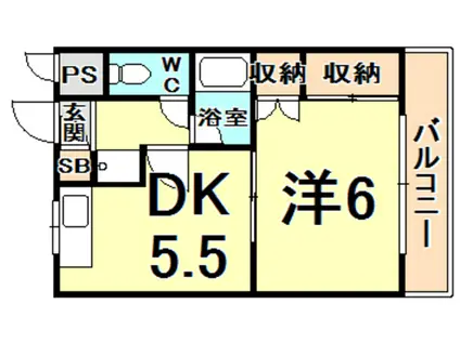 キャッスル甲子園(1DK/2階)の間取り写真
