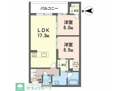 カーサ グリシーナ 北原(2LDK/4階)の間取り写真