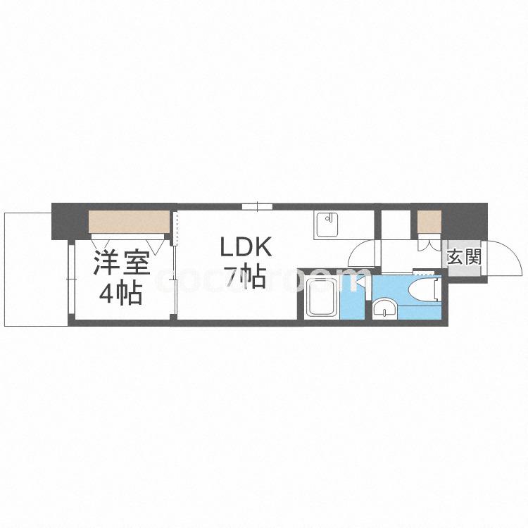 LA CASA 玉造(1DK/3階)の間取り写真