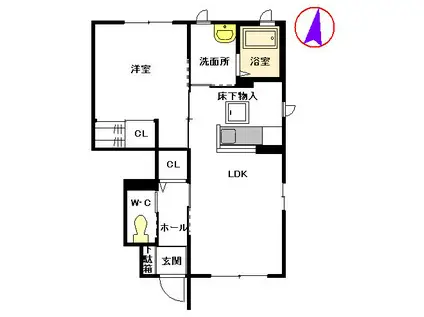シャーメゾン羽須和(1LDK/1階)の間取り写真
