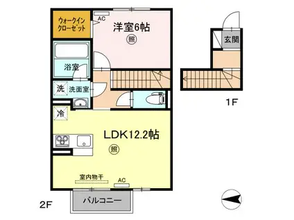 ソラティオ(1LDK/2階)の間取り写真