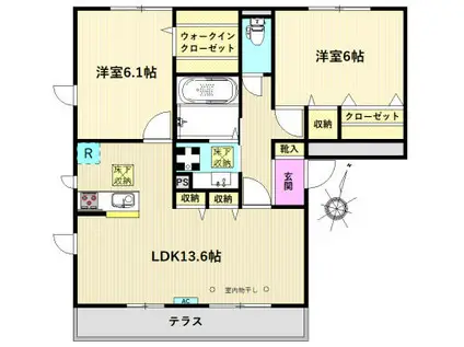 アイリス(2LDK/1階)の間取り写真