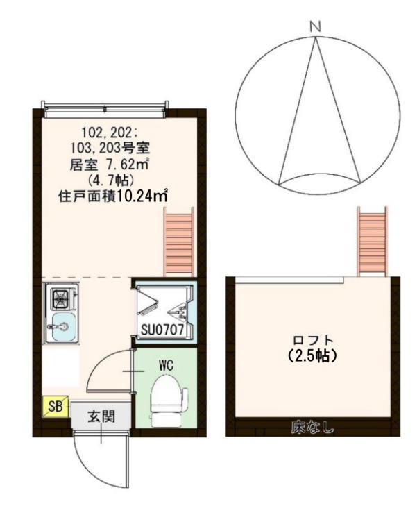 ハーモニーテラス新宿(ワンルーム/1階)の間取り写真