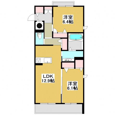 ディアコート油屋(2LDK/1階)の間取り写真