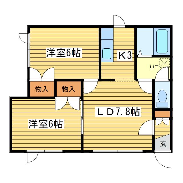 ケント37(2LDK/1階)の間取り写真