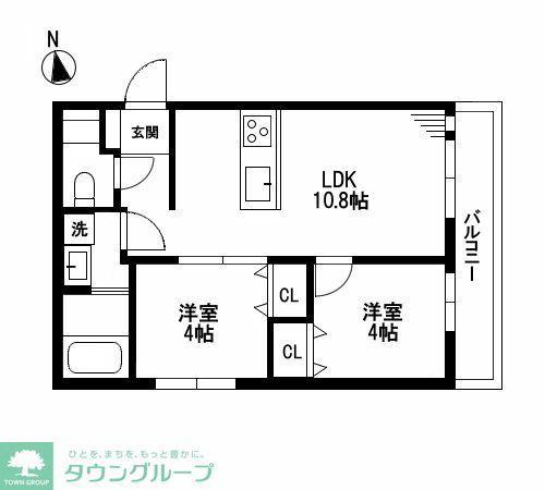 ミア流山(2LDK/1階)の間取り写真