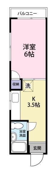 サンハイツ(1K/2階)の間取り写真