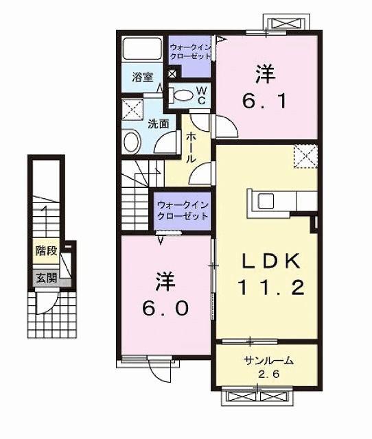 セレーノI(2LDK/2階)の間取り写真