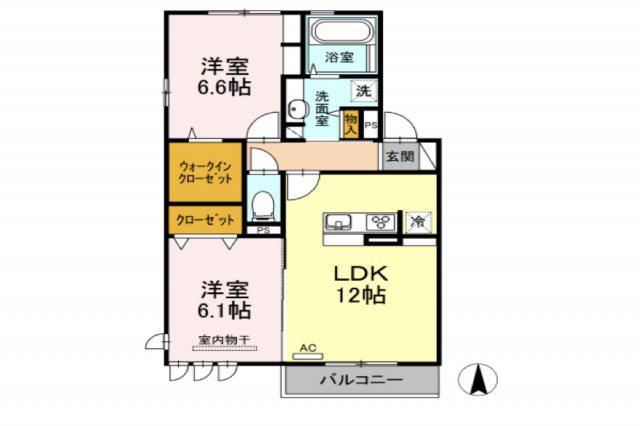エニシャス(2LDK/1階)の間取り写真