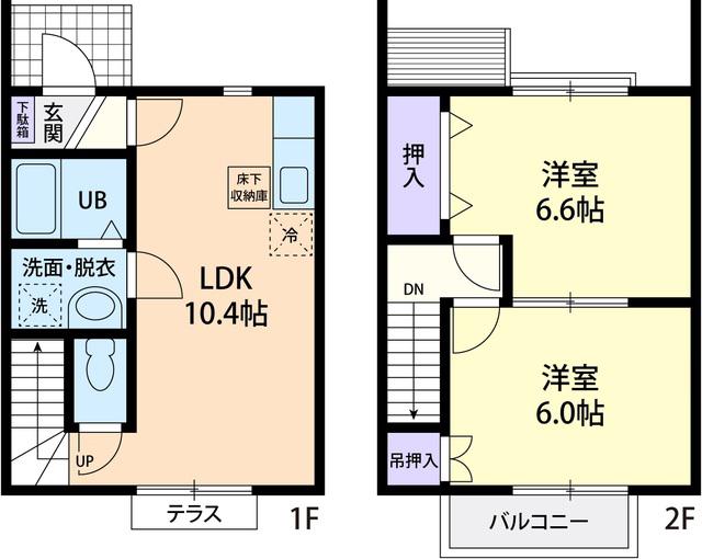 メゾネットFUKASAWA A(2LDK/2階)の間取り写真