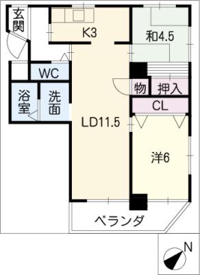 アビタマルフク(2LDK/3階)の間取り写真