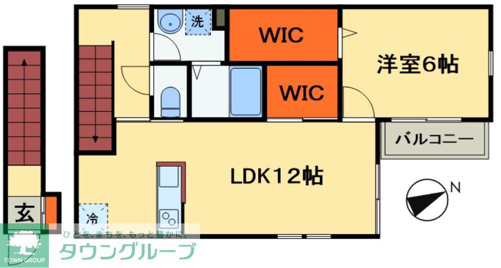ISLAND COTTON(1LDK/2階)の間取り写真
