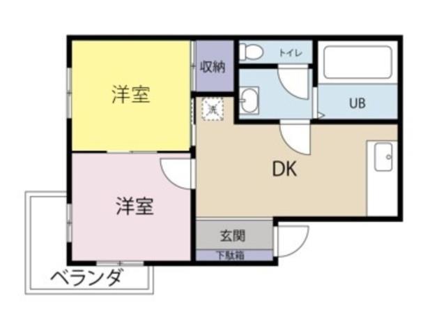 クロノス四之宮(2DK/2階)の間取り写真