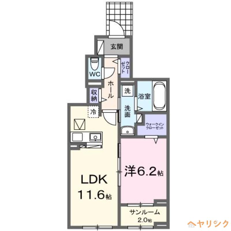 ヴィラ グレイスC(1LDK/1階)の間取り写真