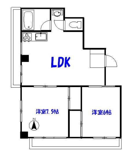 ニュー番衆ビル(2LDK/7階)の間取り写真