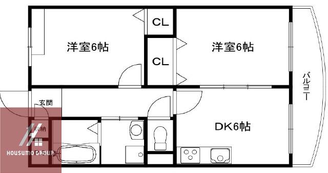 シャト-蛍ヶ池(2DK/1階)の間取り写真