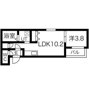 レジデンスコート深江橋(1LDK/2階)の間取り写真