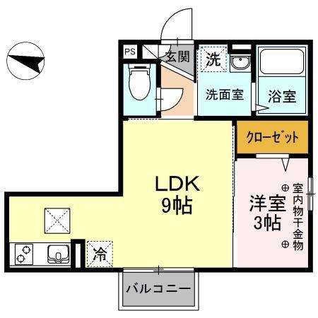 セジュールウィット大池Ⅱ(1LDK/1階)の間取り写真