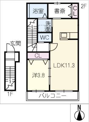 グランドゥール有松(1LDK/2階)の間取り写真