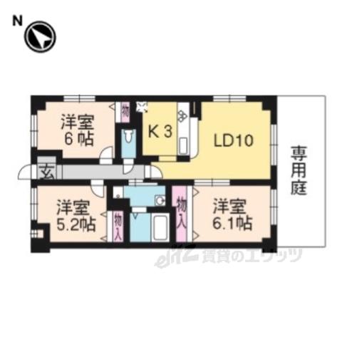 プリマヴェーラ桃山(3LDK/1階)の間取り写真