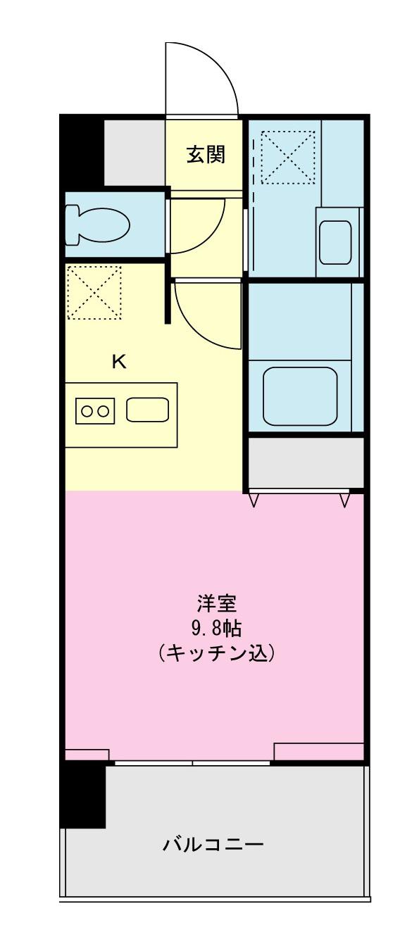 ウイングテラス京急川崎(1K/7階)の間取り写真