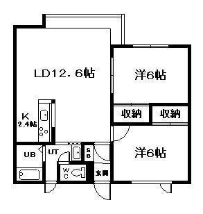 ウインザーハウスA(2LDK/2階)の間取り写真