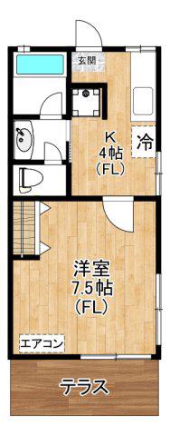 オセルFUTAKO(1K/1階)の間取り写真