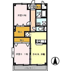 ロイヤル西御座(2DK/2階)の間取り写真