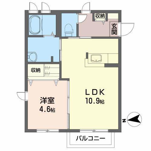 ディアスセフィーラII(1LDK/1階)の間取り写真