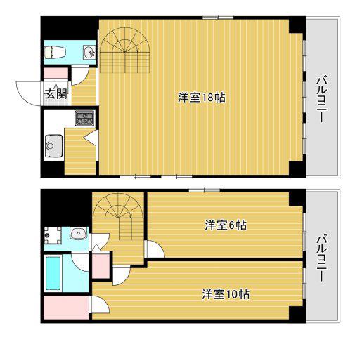 プリエール島之内(2LDK/7階)の間取り写真