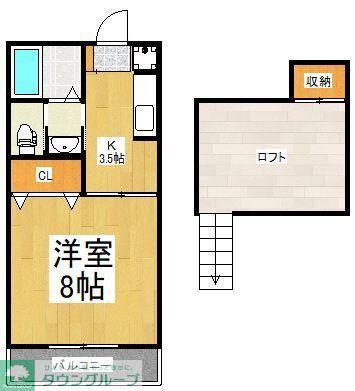 プランドール富士II(1K/2階)の間取り写真