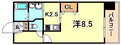エストーネハーバーランド(1K/7階)の間取り写真