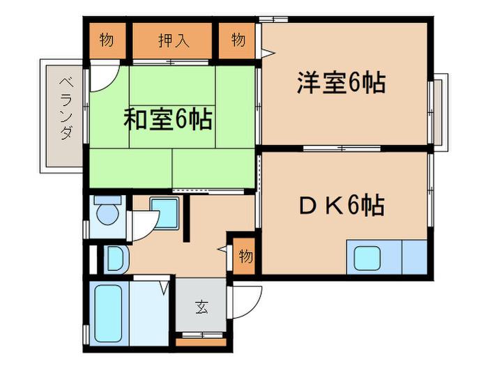 コーポ野路6(2DK/1階)の間取り写真