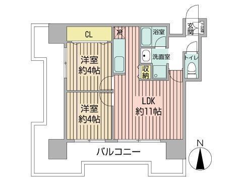 UURコート札幌北三条(2LDK/11階)の間取り写真