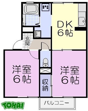セリエA(2DK/1階)の間取り写真
