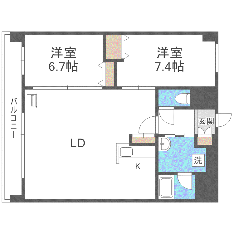 メゾンハマナス(2LDK/3階)の間取り写真