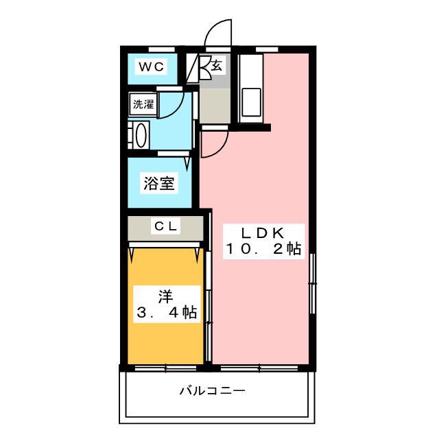ウィステアリア博多東(1LDK/3階)の間取り写真