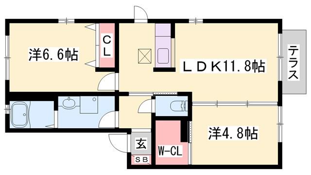 ちどり館(2LDK/1階)の間取り写真