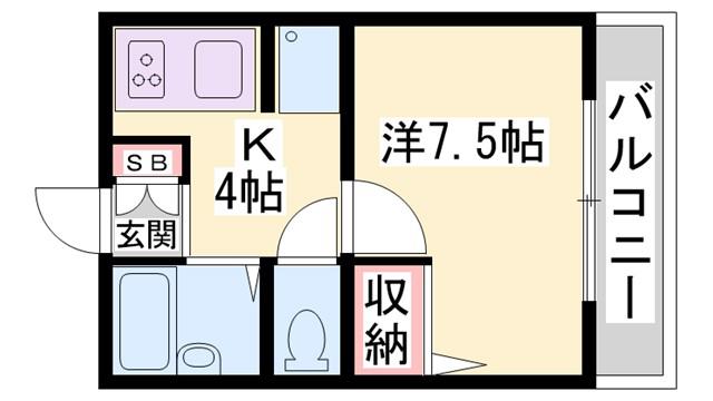 大久保ハイム(1K/1階)の間取り写真