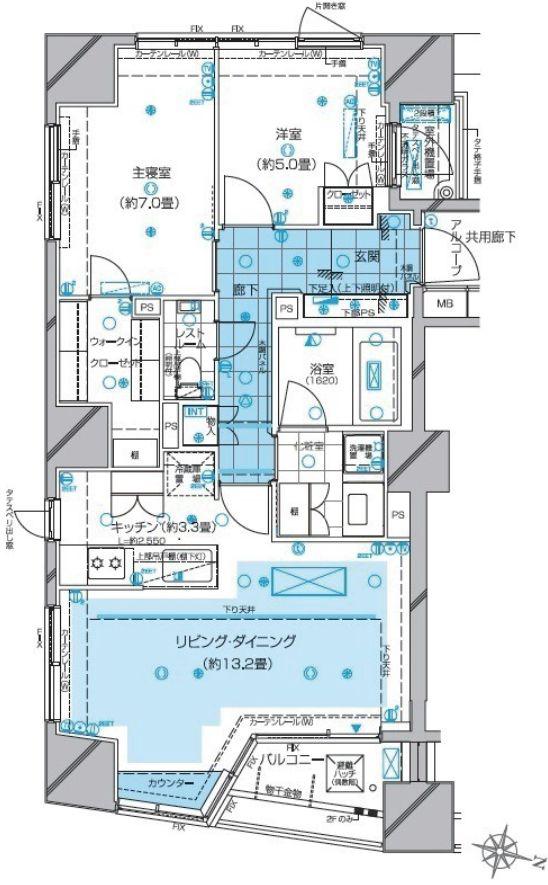 ピアース白金台(2LDK/12階)の間取り写真