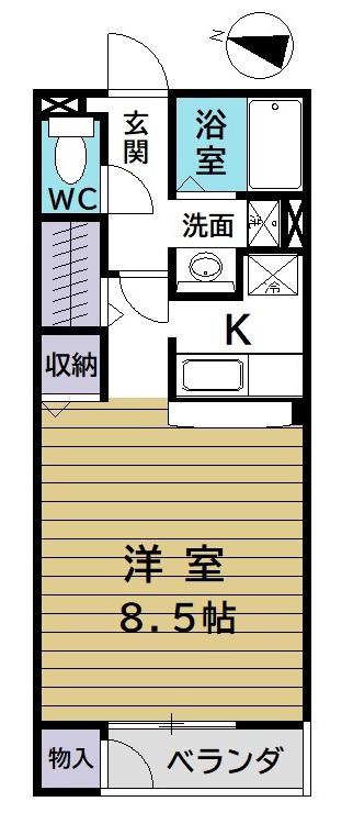 VILLA DESTE 鹿野(ワンルーム/2階)の間取り写真